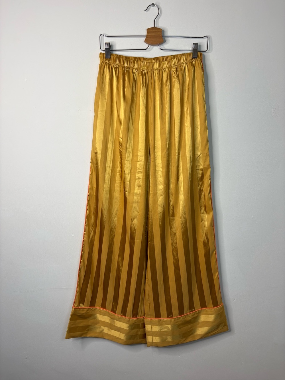 Free People Gold Satin Wide-Leg Pants -Like New!